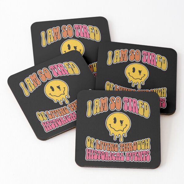Item preview, I Am So Tired of Living Through Historical Events — Retro Groovy Melting Smiley Dark Humor Art, Millennial Gen Z Meme Gift designed and sold by Luminari Creations.