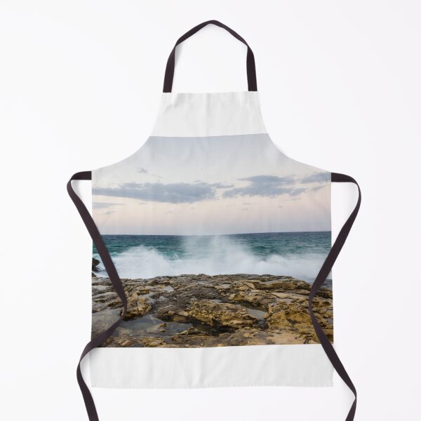 Item preview, Ocean Waves Crashing Against Rocky Shore At Dusk With Pastel Sky And Distant Horizon designed and sold by Nmallia.