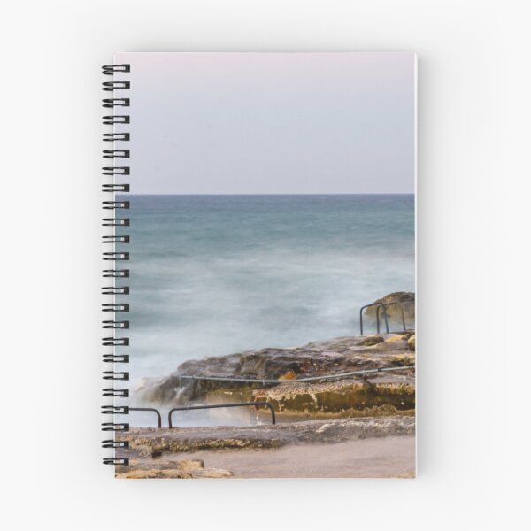 Item preview, Misty Ocean Waves Over Rocky Coastline With Metal Handrails and Steps At Sunset designed and sold by Nmallia.