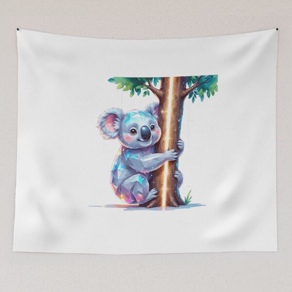 Item preview, Cute Koala Hugging Glowing Neon Cyber Tree Fantasy Art designed and sold by AQUILAKREO.