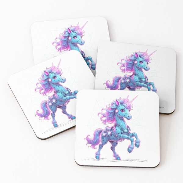 Item preview, Magical Cyberpunk Unicorn Robot with Glowing Lines Fantasy Art designed and sold by AQUILAKREO.