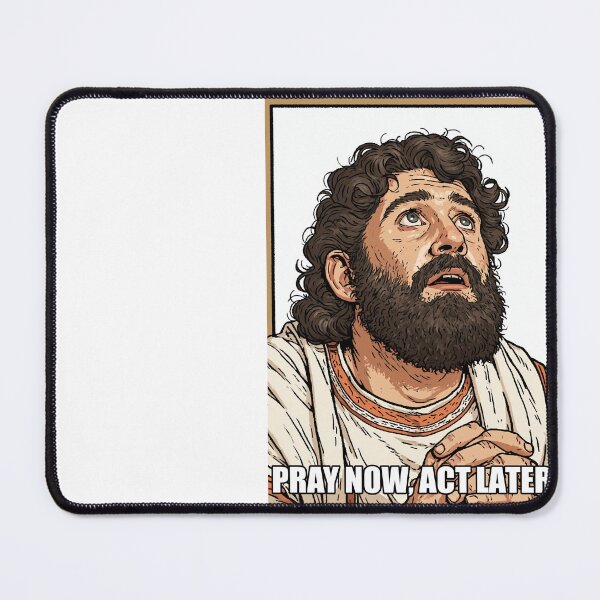 Item preview, Pray Now Act Later Jesus Looking Up Vintage designed and sold by Piotrek0001.