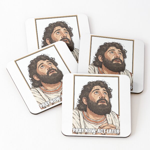 Item preview, Pray Now Act Later Jesus Looking Up Vintage designed and sold by Piotrek0001.