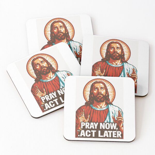 Item preview, Pray Now Act Later Jesus Red Shirt White Background designed and sold by Piotrek0001.