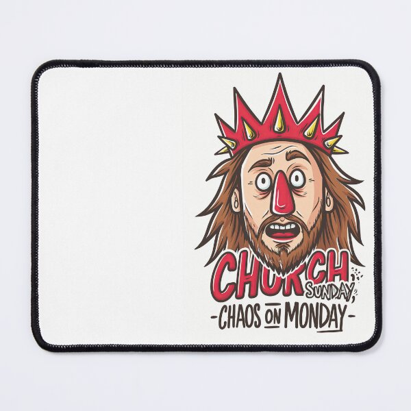 Item preview, Church on Sunday Chaos on Monday Funny Face Cartoon designed and sold by Piotrek0001.