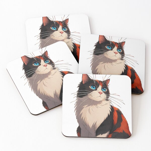 Item preview, Cute Calico Cat with Blue Eyes Portrait designed and sold by KUHATLIKHA.