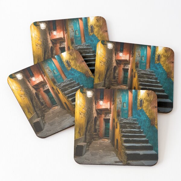 Item preview, Manarola Cinque Terre Italy Night Alley Caruggi Lantern Light designed and sold by daila70.
