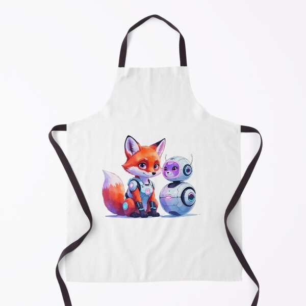 Item preview, Cute Red Fox with Little Round Robot Companion Sci-Fi Art designed and sold by AQUILAKREO.