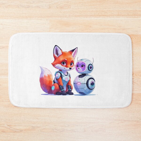 Item preview, Cute Red Fox with Little Round Robot Companion Sci-Fi Art designed and sold by AQUILAKREO.
