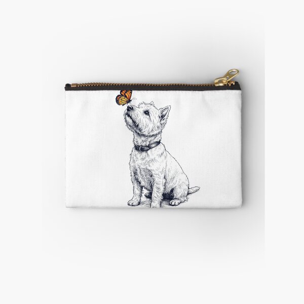 Aperçu de l'œuvre Terrier blanc des Highlands vintage avec papillon, amoureux des chiens créée et vendue par DoodleTortle.