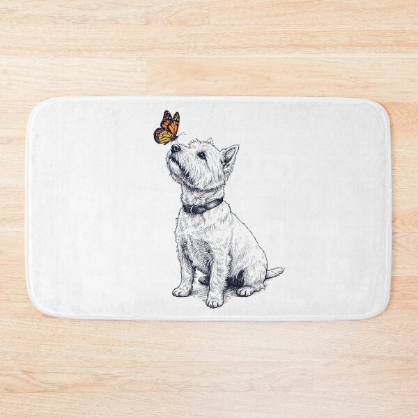 Aperçu de l'œuvre Terrier blanc des Highlands vintage avec papillon, amoureux des chiens créée et vendue par DoodleTortle.