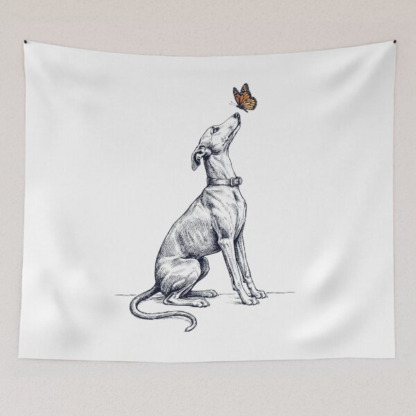 Item preview, Vintage Whippet with Butterfly Dog Lover designed and sold by DoodleTortle.