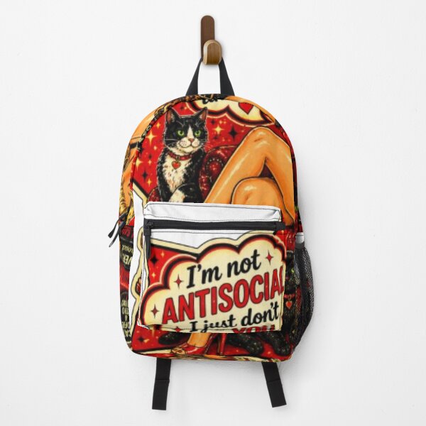Item preview, Antisocial Cat Lover Pin Up Rockabilly Girl Retro Vintage Humor designed and sold by Rebel Femme Studio.