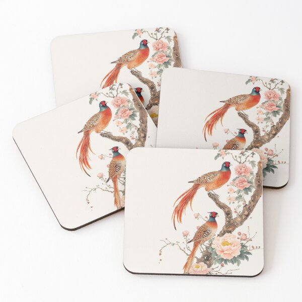 Item preview, Pheasants on Peony Branch Chinoiserie Bird Print designed and sold by BestVarieties.