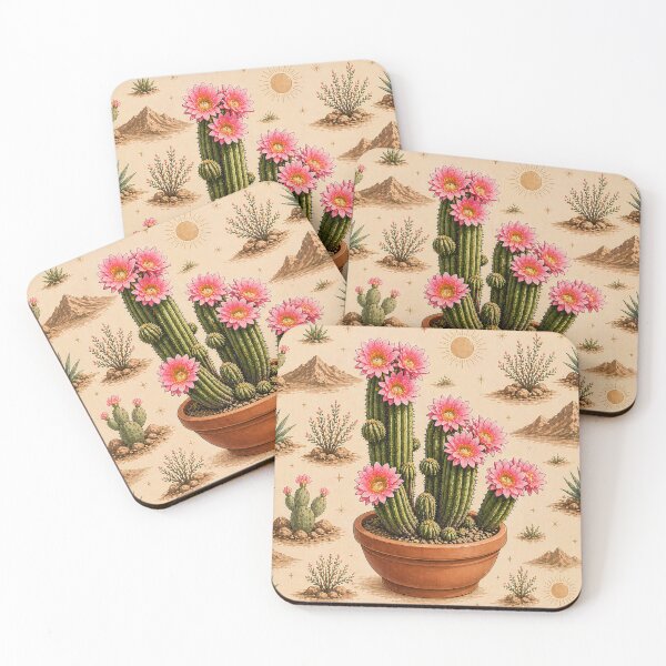 Item preview, Tower Cactus Bloom - Pink Desert Flower Botanical Pattern designed and sold by Myra365Art.