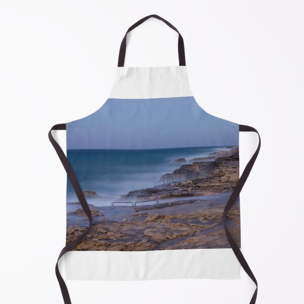 Item preview, Misty Ocean Waves Over Rocky Coastline With Metal Handrails and Steps At Sunset designed and sold by Nmallia.