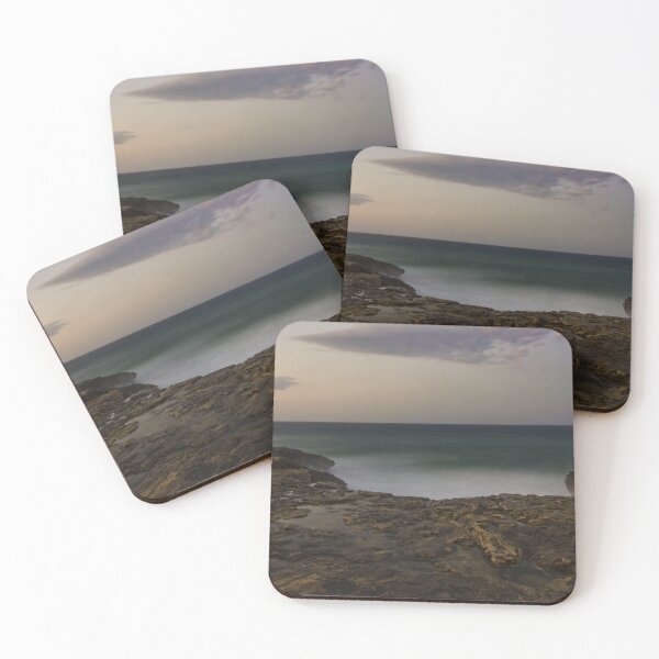 Item preview, Rocky Coastline Seascape at Dusk With Smooth Waves and Twilight Sky Over the Ocean designed and sold by Nmallia.