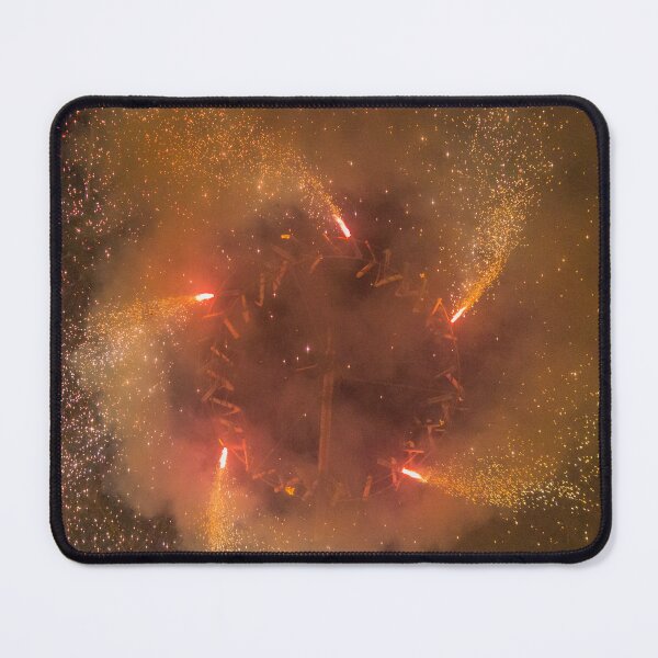 Item preview, Spinning Fireworks Wheel Emitting Golden Sparks and Smoke at Night Festival Celebration designed and sold by Nmallia.