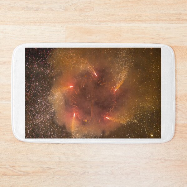 Item preview, Spinning Fireworks Wheel Emitting Golden Sparks and Smoke at Night Festival Celebration designed and sold by Nmallia.