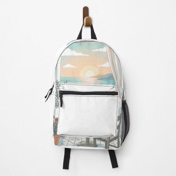 Item preview, My Kind Of Morning | Cozy Coffee Balcony Sunrise | Calm Aesthetic Beach Illustration designed and sold by AmazingEG.