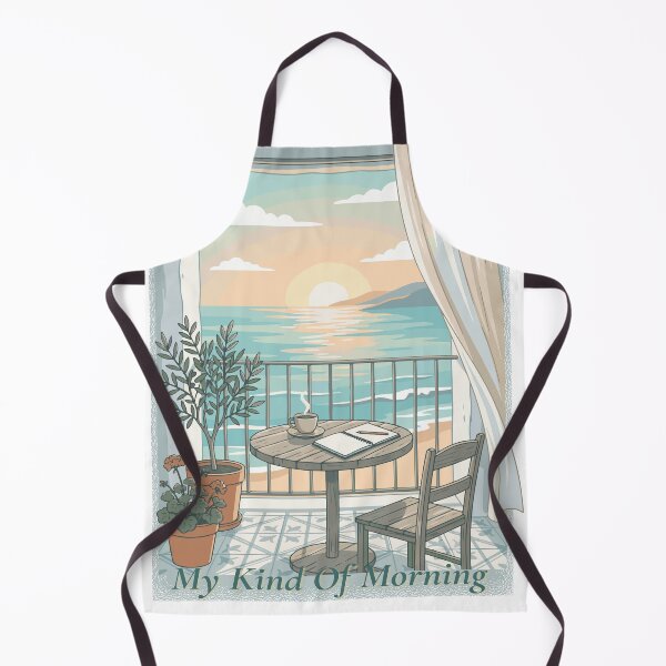 Item preview, My Kind Of Morning | Cozy Coffee Balcony Sunrise | Calm Aesthetic Beach Illustration designed and sold by AmazingEG.