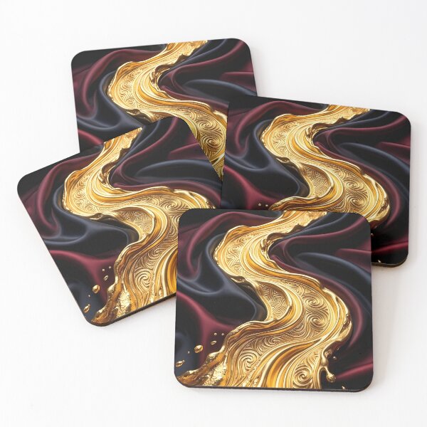 Artikelvorschau, Goldener Luxus Flow Abstrakte Kunst entworfen und verkauft von DarkLuxuryArt.
