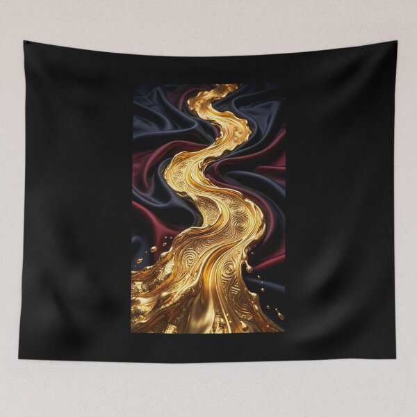 Artikelvorschau, Goldener Luxus Flow Abstrakte Kunst entworfen und verkauft von DarkLuxuryArt.