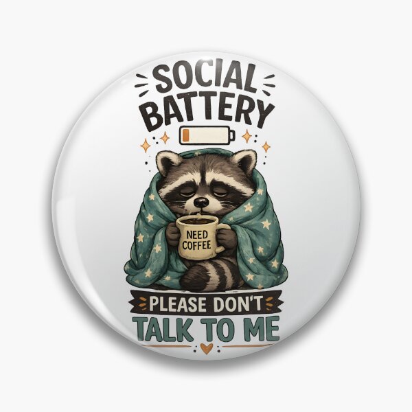 Item preview, Social Battery Low Raccoon Funny Introvert Coffee Design designed and sold by Adyton Arts.