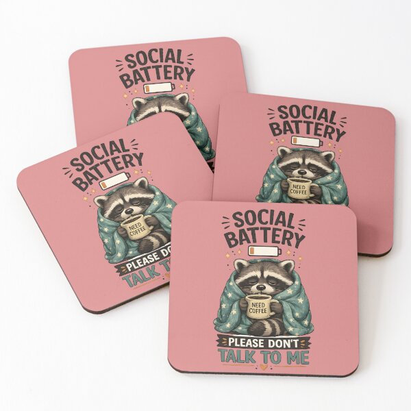 Item preview, Social Battery Low Raccoon Funny Introvert Coffee Design designed and sold by Adyton Arts.
