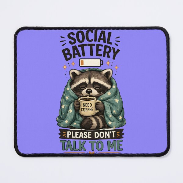 Item preview, Social Battery Low Raccoon Funny Introvert Coffee Design designed and sold by Adyton Arts.