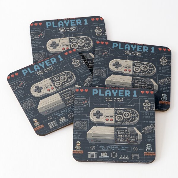 Item preview, Player 1 - Retro Console Exploded Schematic Art designed and sold by 8-Bit-Theory.