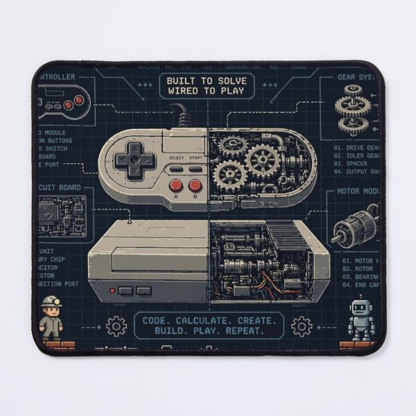 Item preview, Player 1 - Retro Console Exploded Schematic Art designed and sold by 8-Bit-Theory.