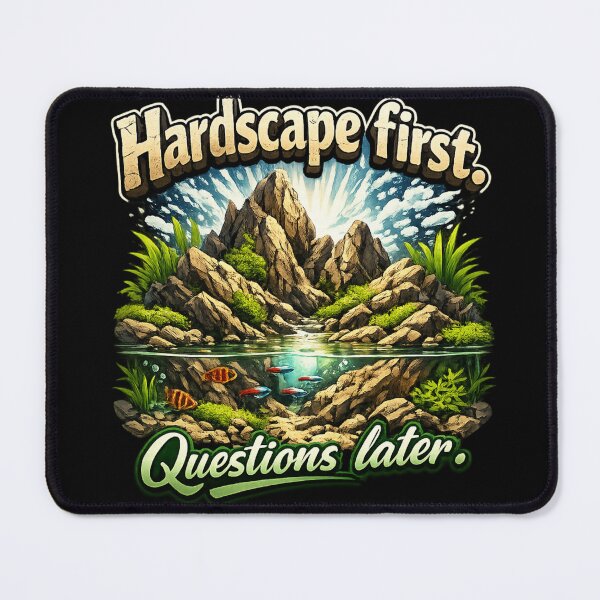 Item preview, Hardscape First Questions Later Aquascaping Design – Aquarium Hobby Aquarist Rocks Layout Humor designed and sold by Ladys-Gents.
