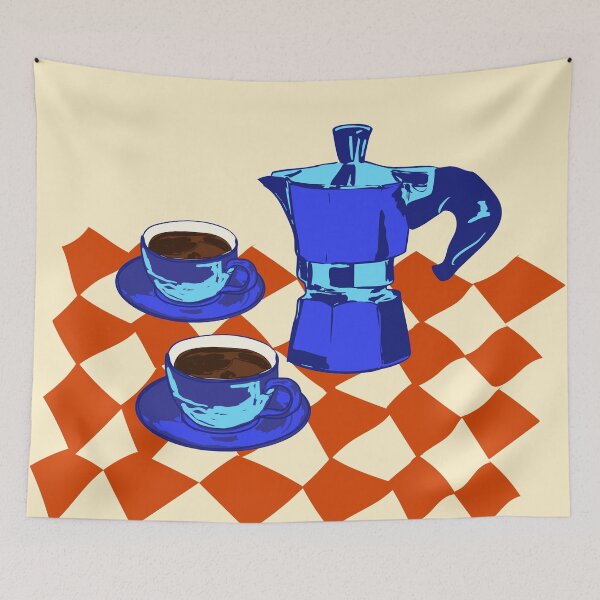 Aperçu de l'œuvre Illustration rétro de cafetière italienne pour expresso, style vintage. créée et vendue par MaiZephyr.