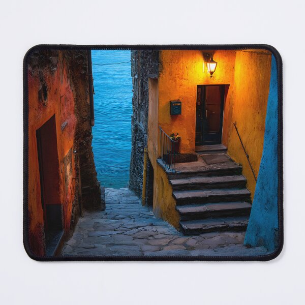 Item preview, Manarola Cinque Terre Italy Blue Hour Alley Sea View Lantern Light designed and sold by daila70.