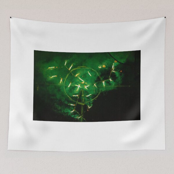 Item preview, Green Firework Wheel Spinning With Smoke and Sparks During Nighttime Festival Celebration designed and sold by Nmallia.