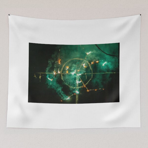 Item preview, Green Firework Wheel Spinning With Smoke and Sparks During Nighttime Festival Celebration designed and sold by Nmallia.