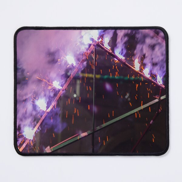 Item preview, Purple Smoke and Bright Sparks From Festival Fireworks Pyrotechnics Display At Night designed and sold by Nmallia.