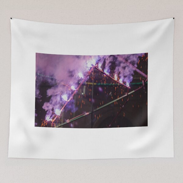 Item preview, Purple Smoke and Bright Sparks From Festival Fireworks Pyrotechnics Display At Night designed and sold by Nmallia.