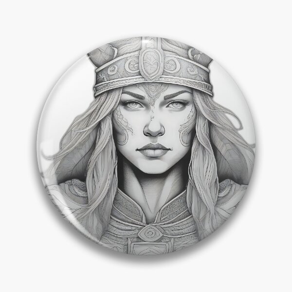 Item preview, Shield Maiden Valkyrie - Norse Mythology Female Warrior Etching designed and sold by DarkOriginArts.