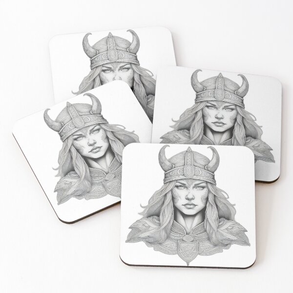 Item preview, Shield Maiden Valkyrie - Norse Mythology Female Warrior Etching designed and sold by DarkOriginArts.