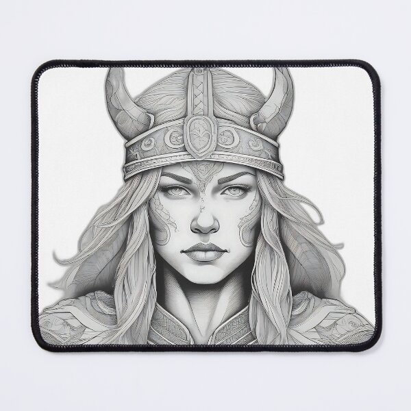 Item preview, Shield Maiden Valkyrie - Norse Mythology Female Warrior Etching designed and sold by DarkOriginArts.