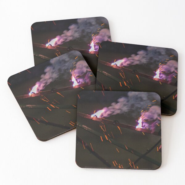 Item preview, Purple Smoke and Bright Sparks From Festival Fireworks Pyrotechnics Display At Night designed and sold by Nmallia.