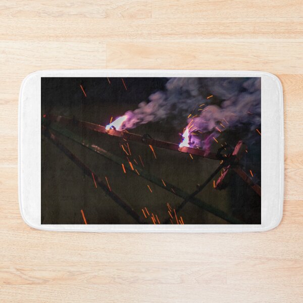 Item preview, Purple Smoke and Bright Sparks From Festival Fireworks Pyrotechnics Display At Night designed and sold by Nmallia.