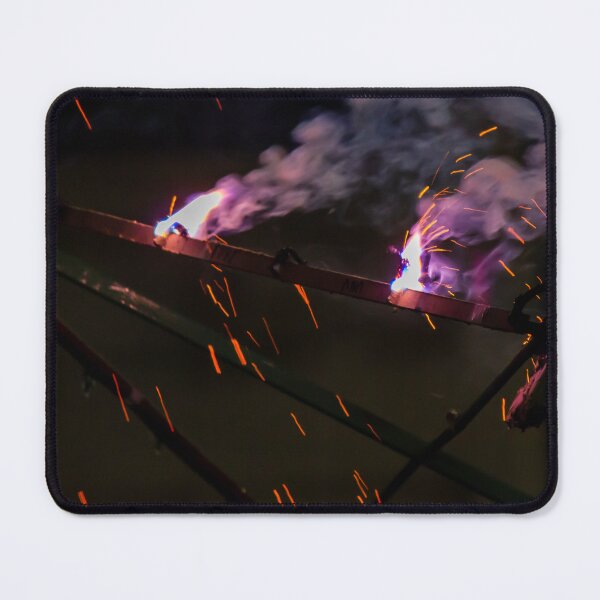 Item preview, Purple Smoke and Bright Sparks From Festival Fireworks Pyrotechnics Display At Night designed and sold by Nmallia.
