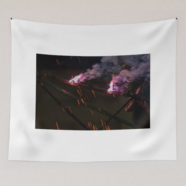 Item preview, Purple Smoke and Bright Sparks From Festival Fireworks Pyrotechnics Display At Night designed and sold by Nmallia.