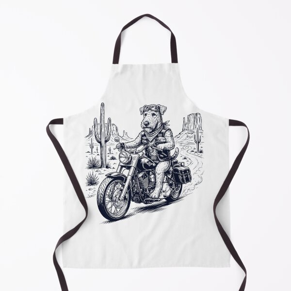 Item preview, Vintage Airedale Terrier Riding Motorbike Moto Western Cowboy Dog Lover designed and sold by DoodleTortle.