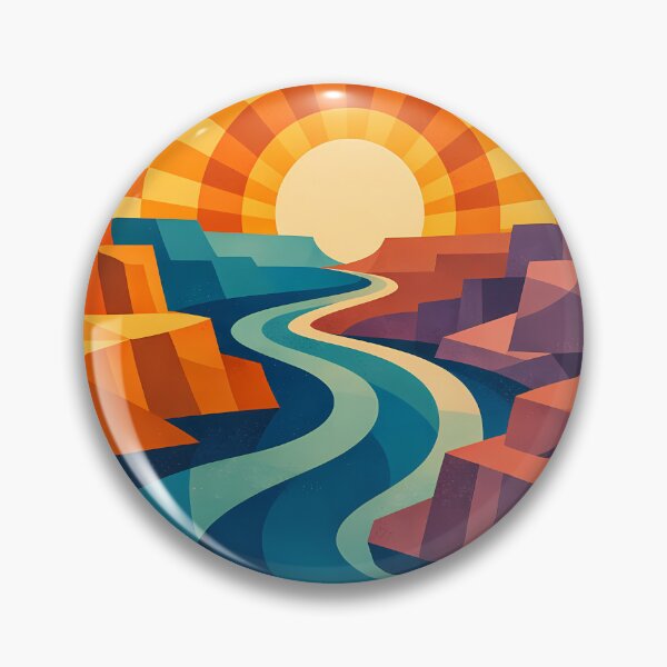 Item preview, Geometric Canyon River Sunset designed and sold by InkSmithery.