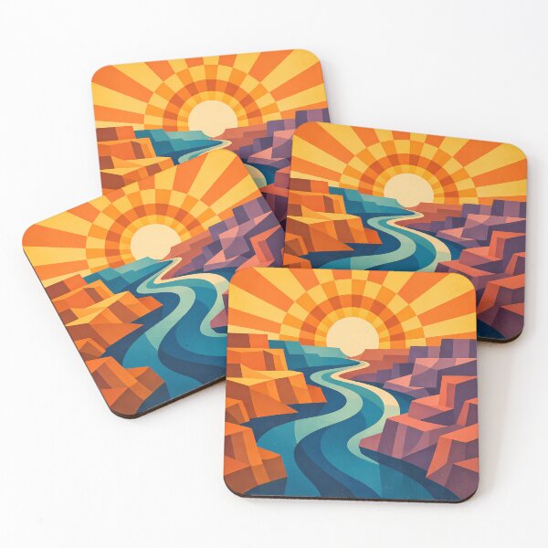 Item preview, Geometric Canyon River Sunset designed and sold by InkSmithery.