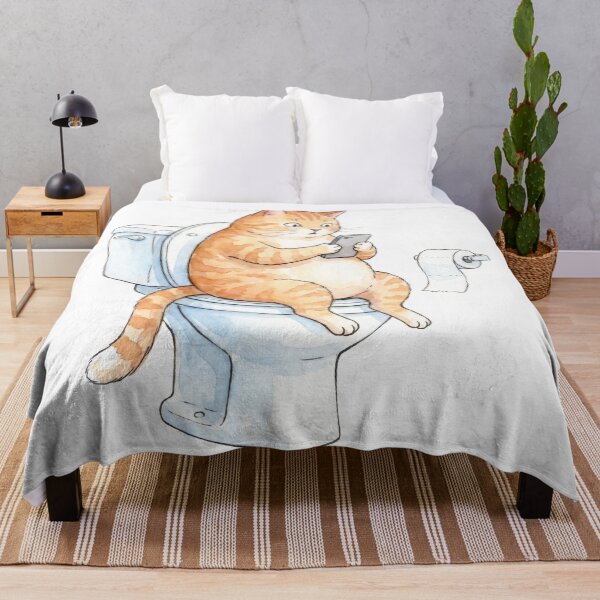 Item preview, Funny Cat on Toilet Scrolling Phone Watercolor designed and sold by seven things shop.